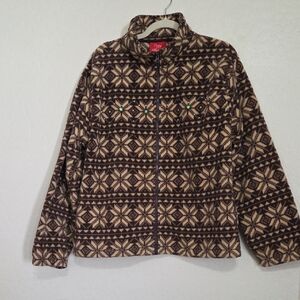 Zoey & Beth Brown and Tan Cozy Fleece Jacket